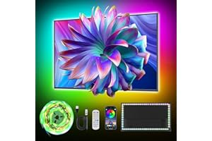 Liwqolx Striscia LED RGBIC da 2 metri per TV da 40 a 60 pollici e PC, con Controllo APP e Telecomando RF 2.4G di Aggiornamento, Sincronizzazione Musicale, USB LED Integrati IC per TV PC Sala Giochi