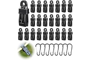 ZEXUPORIUM 32 Pièces Attache Piscine Set, 24 Pince et 8 Mousqueton, Fixation pour Camping, Caravan, Pique-Nique