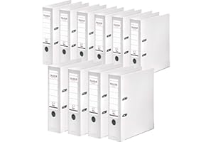 ‎FALKEN Original Falken 10er Pack Chromocolor Premium-Ordner. Made in Germany. Kunststoffbezug außen und innen 8 cm breit DIN A4 weiß Ringordner Aktenordner Briefordner Büroordner Plastikordner