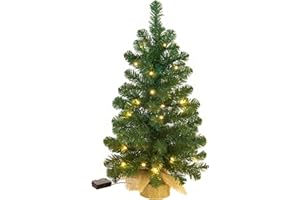 Excellent Trees® CT16103 Sztuczna mała choinka LED Jarbo 90 cm z oświetleniem – luksusowa edycja – 80 lampek LED ciepła biel | bateria | z funkcją timera | dekoracja stołu | dekoracja stołu