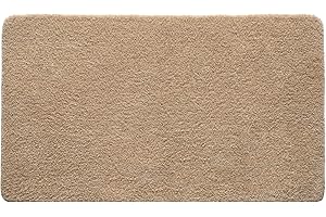 MIULEE 1 pièce Tapis Salle de Bain Rectangulaire Tapis d'Entrée pour la Douche Antidérapant Doux Confortable Tabis Absorbant Tapis Moelleux Microfibre WC Toilette Baignoire 70x120CM Beige