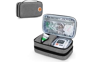 CURMIO Borsa Termica per Insulina, Borsa Viaggio Diabetici Doppio Strato, Astuccio Insulina con Sacchetti Staccabili per Penne Insulina e Forniture per Diabetici, Solo Borsa, Grigio