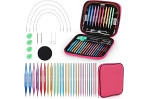 Coopay Juego de agujas circulares intercambiables, 3,0 a 10,0 mm (4 longitudes ajustable), agujas de tejer circulares con bolsa de almacenamiento, plata