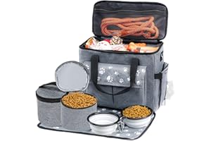 CLAWIST Hunde-Reisetasche, von Fluggesellschaften zugelassene Hundetaschen für Reisen, Wochenend-Hunde-Reisetaschen für Zubehör, Übernachtung Haustier-Reiseset Zubehör