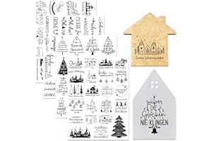 Tixlux 4 Stück Rub On Sticker, Folie Transferaufkleber 19x14cm für Glas, Handarbeiten, Dekoration, DIY-Kunsthandwerk, Geschenke Deko, Party Deko (Weihnachten Ⅱ)