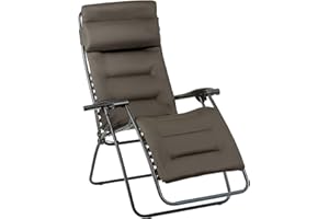 LAFUMA MOBILIER -Fauteuil Matelassé Relax Zéro Gravité RSX CLIP -Chaise Longue Pliante Jardin et Intérieur -Toile AirComfort® Résistante -Transat Multiposition, Tout Confort, Fabriqué en France -TAUPE