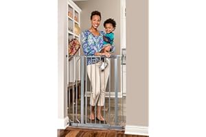 Regalo Easy Step Extra Tall Walk Thru Baby Gate, Bonus Kit, Includes 4-Inch Extension Kit, Pressure Mount Kit and Wall Cups and Mounting Kit, Platinum