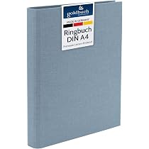 Classeur à Anneaux Goldbuch A4 Beige - 32x27,5x4,5 Cm - Mécanisme 4 Anneaux, Couverture Lin - Fabriqué En Allemagne