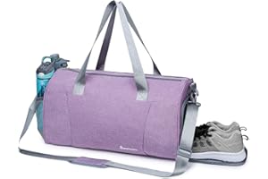 SPORTSNEW Bolsa Deporte Mujer Hombre Bolso de Viaje Fin de Semana con Compartimento para Zapatos y Bolsillo Húmedo 38L Bolsa de Gimnasio con Bandolera, Violet