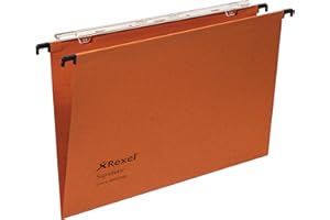 Rexel Signaletic Cartelle Sospese per cassetto con fondo a V, Interasse 39 cm, Arancione, Confezione da 25 pz, ACCO10500