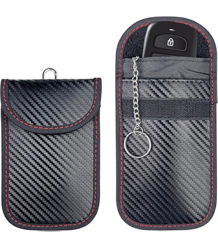 Sac Faraday Anti RFID - Bloqueur Signal Pour Clé Voiture, Téléphone - Tissu Fibre De Carbone - Dimensions 19x10 Cm - 6