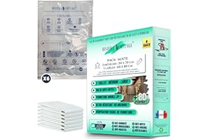 RIVIERA COTTAGE Sacs Rangement sous Vide Aspirateur. Lot de 6 (3 Mediums+3 Larges). Housse rangement sous vide Vêtements, Couettes, Couvertures, Oreillers, Draps. Sac sous vide vêtement pour Maison, Voyage, Valise