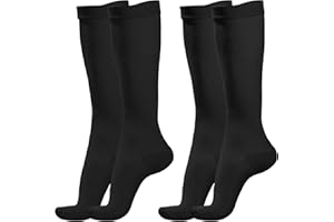 LANCRY 2 Pairs Compression Socks for Women & Men,Flight Socks Compression Stockings Knee High Pressure Support Flight Stockings for Maternity Pregnancy Nurses Flying Varicose Veins