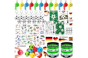 Gutenguy Fußball Party Mitgebsel Kinder mit Schlüsselanhänger, Armband, Fußball Drehen, Trillerpfeife, Tattoos, Partei Geschenk Taschen, Mitgebsel Kindergeburtstag Fussball für Kindergeburtstage