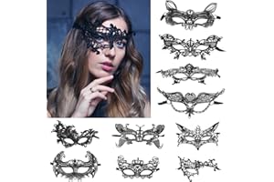 JOYUE 10 Stück Damen Spitze Maske Venezianische Masken Sexy Lace Maskerade Maske Spitzenmaske Augenmaske für Halloween Karneval Kostüm Party Maskenball Cosplay