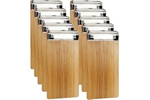 DONGLI (Paquete de 10) Portapapeles A6,A6 Portapapeles en Madera con Pinza,Madera Clipboards con Agujero Colgante,Tablero de escritura A6