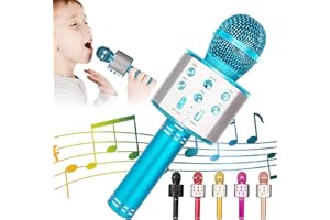 KIDWILL Microfono Wireless Bluetooth Karaoke, 5 in 1 Portatile Radio FM Karaoke Mic Speaker Player Recorder per Bambini Adulti per Festa di Compleanno KTV Ideale per iPhone Android iPad PC (Blu)