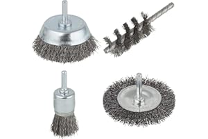 wolfcraft Juego de cepillos de alambre de acero de 4 piezas I 2133000 I Para quitar óxido, eliminar pintura y limpiar