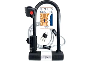 ULOCKMI TWOFOLD Bike U-Lock - Sold Secure Gold | Double-Bolt Security | 14mm Hardened Steel D Lock with Cable & Mount | 3 Keys Included