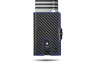 SLIMJACK Smart Wallet mit Münzfach - Kreditkartenetui mit RFID-Schutz - Geldbeutel für Herren - Aluminium-Kartenhalter - Smart Wallet für Karten & Münzen - Carbon Blau