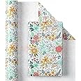 RUSPEPA Wrapping Paper Roll - Beautiful Floral Design for Birthday, Mother's Day - 43.2 cm x 10 m