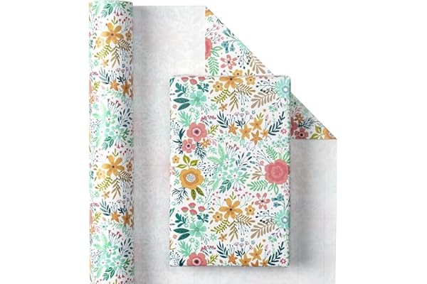 RUSPEPA Rollo De Papel De Regalo - Hermoso Diseño Floral Para Cumpleaños, Día De La Madre - 43,2 cm X 10 m