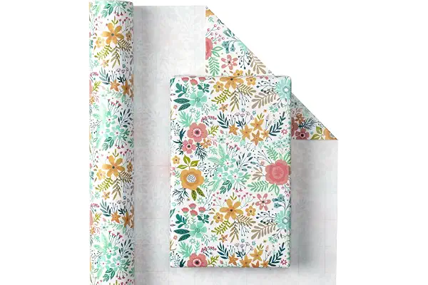 RUSPEPA Rollo De Papel De Regalo - Hermoso Diseño Floral Para Cumpleaños, Día De La Madre - 43,2 cm X 10 m