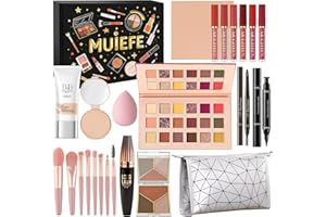 Muiefe Trousse Trucchi Donna, Tutto in uno Set Trucchi, Kit Trucco Make up Completo con Palette Ombretto Paletta, Mascara, Gloss Labbra, Liner Occhi, Matite Ssopracciglia, Borsa Trucco, BB Cream