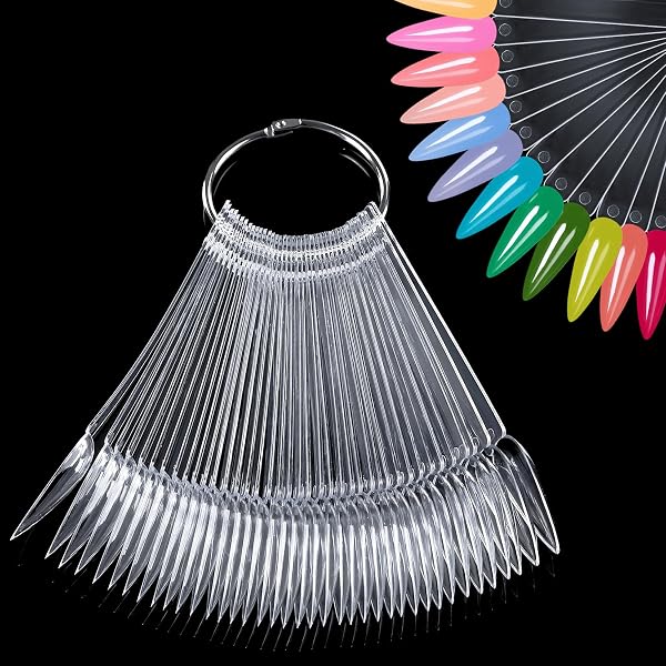HOINCO 100 Stück Runde Glas-Nageldisplay-Spitzen – Mit Kleber Für Nagellack-Proben