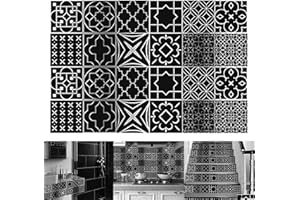 24 pièces Autocollants de Carreaux, Auto-adhésif de Carrelage Mural Sticker Bricolage, pour Cuisine, Salle de Bain Décoration à la Maison (10x10cm/3.9x3.9in)