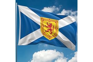 KASKANA Scottish Flag with Rampant Lion - Scotland Flag - St Andrews Saltire Flag - Double-sided Digital Print - 110Den Thick polyester- Double Seam - 2 brass eyelets, large 5ft x 3ft