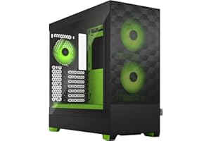 Fractal Design Pop Air RGB Green Core - Tempered Glass Clear Tint - Honeycomb Mesh Front – TG side panel - Three 120 mm Aspect 12 RGB fans included – ATX High Airflow Mid Tower PC Gaming Case