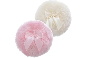 Sibba Duży, puszysty puder, 10 cm, ultramiękki, zmywalny, wielokrotnego użytku, welur, do twarzy, ciała, luźne pudru, narzędzie do makijażu na mokro i sucho (różowy i żółty)