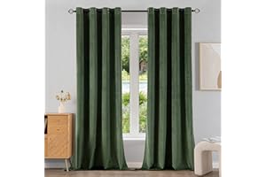 ‎EMEMA EMEMA 2 Stück 100% Blickdicht Verdunklungsvorhang Samtvorhänge Vorhang mit Ösen Thermogardine Ösenvorhang Verdunkelungsgardinen für Schlafzimmer Wohnzimmer, 140 x 245 cm Matcha Grün