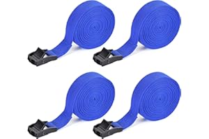 Kshineni 4 pezzi Cinghia di Fissaggio Cinghie per Valigie 4m x 2,5cm con Chiusura a Morsetto, Cinghie di Fissaggio per Camion, Carico, Moto, Rimorchi, Bagagli (Blu)