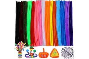 JCTRRJ 200 Stück 20 Farben Pfeifenreiniger, 100 Stück Selbstklebende Drehaugen, Pfeifenputzer Bunt Zum Basteln, Chenilledraht, Pfeifenputzer Lang 30 Cm X 6mm Pipe Cleaner Basteln Für DIY-Dekorationen