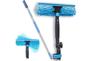 IGAD Pole 20 Foot (6m) Professional Telescopic Window Cleaning Kit, Extension Pole and Single Pivot 10"(25cm) Window Squeegee, Window cleaning washer tools