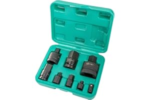 WIESEMANN 1893 Set adattatori da 8 pezzi con attacco da 1/4″, 3/8″, 1/2″ e 1″ | WIESEMANN 80010 | lega acciaio in cromo e vanadio | set per chiavi a bussola | maschio | femmina | valigetta per trasporto