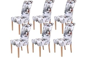 ‎HOMAXY Homaxy Universal Stretch Stuhlhussen 2er 4er 6er Set Stuhlbezug für Stuhl Esszimmer (6er Set, Weihnachten B)