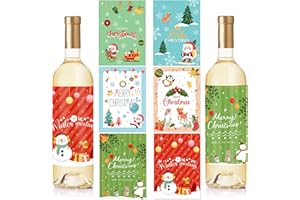 haweeli Lot de 24 étiquettes de bouteille de Noël – Étiquettes de vin personnalisées autocollantes pour vin mousseux