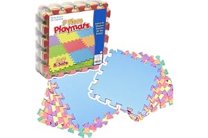 9 Colourful Interlocking | Soft and Thick EVA Foam Activity Play Mat Floor Tiles | For Kids Baby Toddlers Children | Indoor and Outdoor | 29cm x 29cm Each Mats size | By Guilty Gadgets