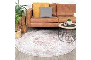 ‎FRAAI | HOME & LIVING FRAAI | Home & Living Teppich Vintage Rund - Lago Rot Rosa - Baumwolle, Polyester - Flachgewebe - Vintage - Orientalisch - Wohnzimmer, Esszimmer, Schlafzimmer - Carpet