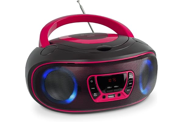 Denver Lecteur de CD Portable TCL-212BTPINK. Boombox. Radio FM. Bluetooth. Haut-parleurs Volume 4W. Entrée AUX. Lecture MP3 Via USB Rose