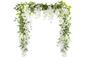 VINFUTUR 5pcs Guirnalda de Flores Artificiales Cerezo Colgante Enredadera Decorativa Sakura Vid de Flores Falsas Plantas Artificiales para Decoración Exterior Interior-