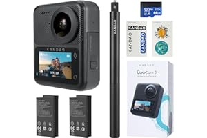 KanDao QooCam 3 Action Camera, Combo da viaggio, 5.7K 62MP Foto 60fps Flawless 360 Video Camera, Doppio 1/1.55" Sensori migliori per riprese notturne Fotocamera, Impermeabile, Stabilizzazione