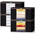 Lifewit 4 Pack Large Clothes Storage Bags Boxes with Lids, 75L Wardrobe Storage Organiser Packing Boxes for Moving House with Reinforced Handle Thick Fabric for Clothing Towel Blanket Bedding, Black