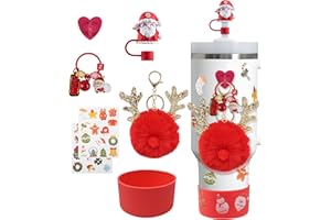 NEAROCKLE Zestaw świątecznych koców słomkowych kompatybilny z Quencher 30/40oz (czerwony)