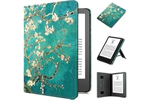 New Case for 6" 2024 eReader, TOKILO Premium PU Leather Sleeve with Auto Sleep/Wake Hand Strap Foldable Stand, Compatible with LG 6inch e-Reader, Apricot Blossom