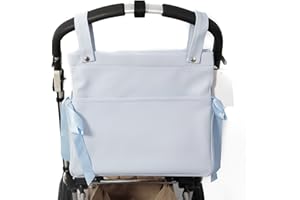 Danielstore Bolso Carro Bebe Organizador Bebé Bolso Maternidad para colgar al Carro con Dos Asas Cortas Talega Polipiel Carrito Bebe (Celeste)
