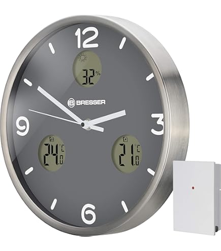 Wandklok, geruisloos, temperatuurweergave, 30 cm, zwart, LCD-klok Wandklok, geruisloos, temperatuurweergave, 30 cm, zwart, LCD-klok